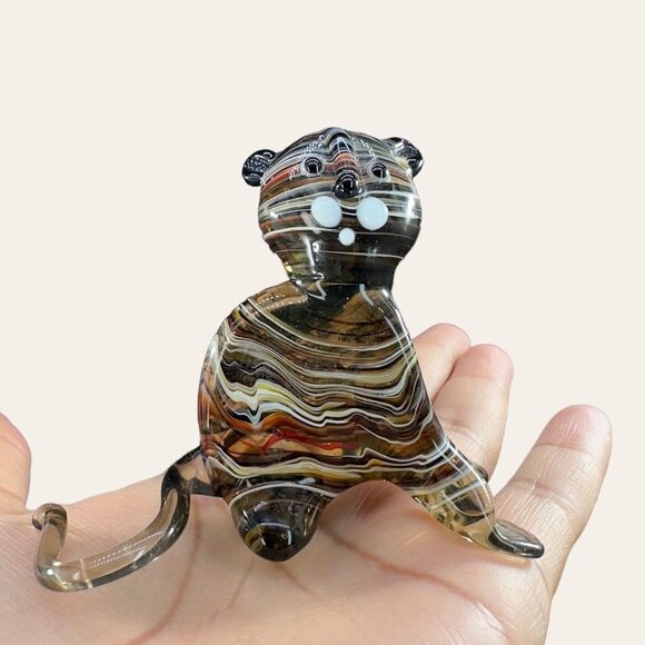 Venetian Slag Art Glass Small Figurine Bear Animal Dog Delicate Glass Figurine - Picture 11 of 16